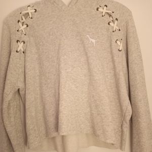 PINK crop top hooded top